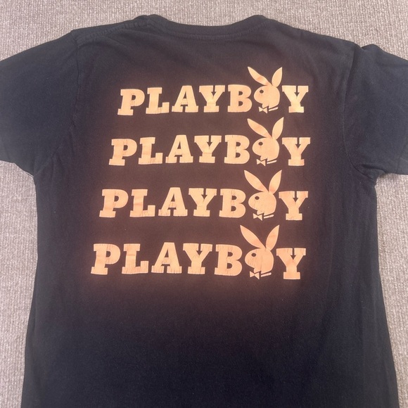 PLAYBOY Black Tee with Gold Bunny Logo - Picture 3 of 4